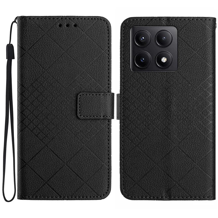 HT06 For Xiaomi 14T Pro Wallet Phone Case Imprint PU Leather Flip Folio Cover