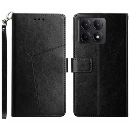 HT01 For Xiaomi 14T Pro Case Y-Shaped Lines Imprint Leather Phone Cover