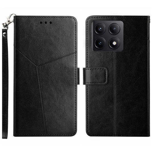 HT01 For Xiaomi 14T Pro Case Y-Shaped Lines Imprint Leather Phone Cover