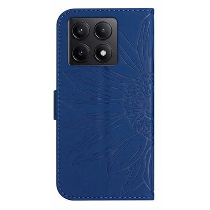 HT04 For Xiaomi 14T Pro Case Sunflower Imprint Leather Wallet Phone Cover with Wrist Strap