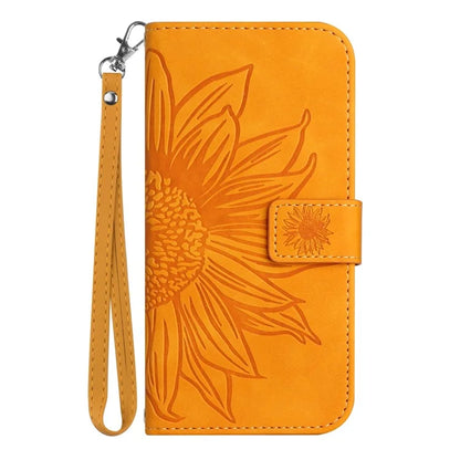 HT04 For Xiaomi 14T Pro Case Sunflower Imprint Leather Wallet Phone Cover with Wrist Strap