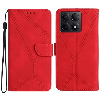 HT05 For Xiaomi 14T Pro Case Skin-Touch Lines PU Leather Flip Phone Cover