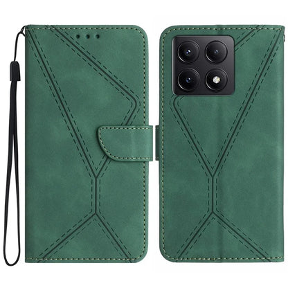 HT05 For Xiaomi 14T Pro Case Skin-Touch Lines PU Leather Flip Phone Cover
