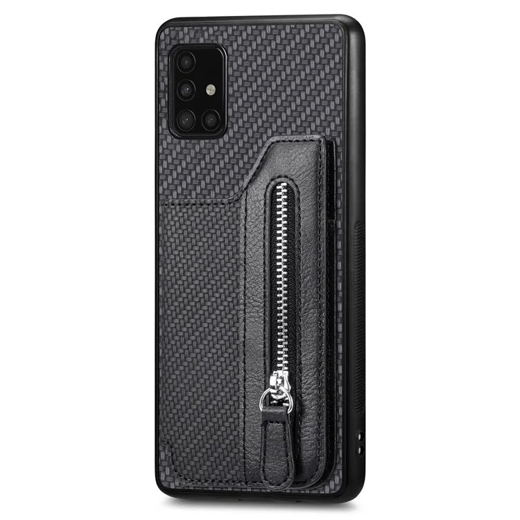 For Samsung Galaxy A51 5G SM-A516 Case Leather+PC+TPU Zipper Wallet Phone Shell