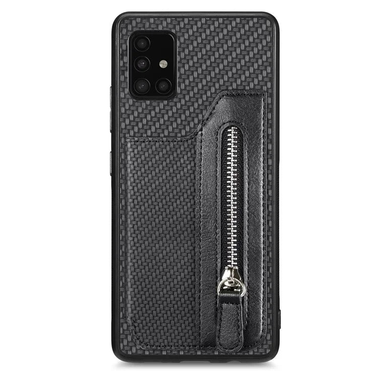 For Samsung Galaxy A51 5G SM-A516 Case Leather+PC+TPU Zipper Wallet Phone Shell