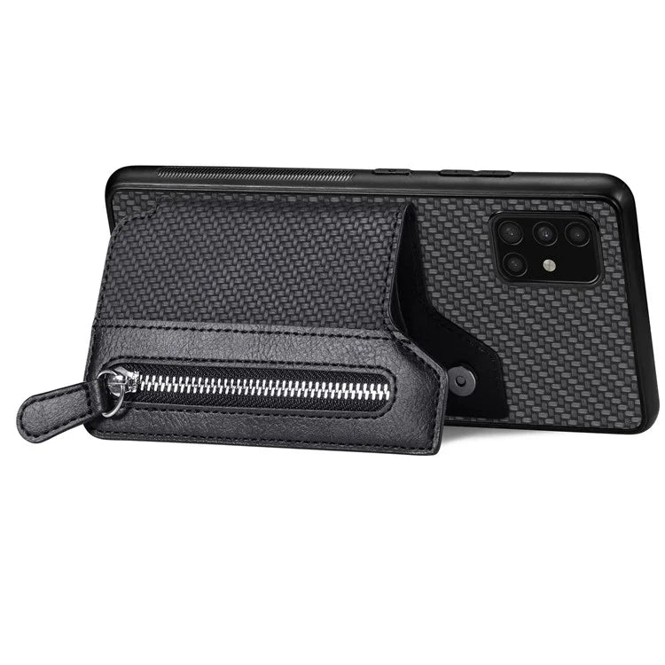 For Samsung Galaxy A51 5G SM-A516 Case Leather+PC+TPU Zipper Wallet Phone Shell