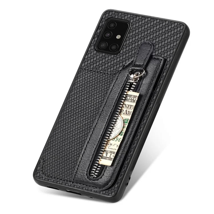 For Samsung Galaxy A51 5G SM-A516 Case Leather+PC+TPU Zipper Wallet Phone Shell