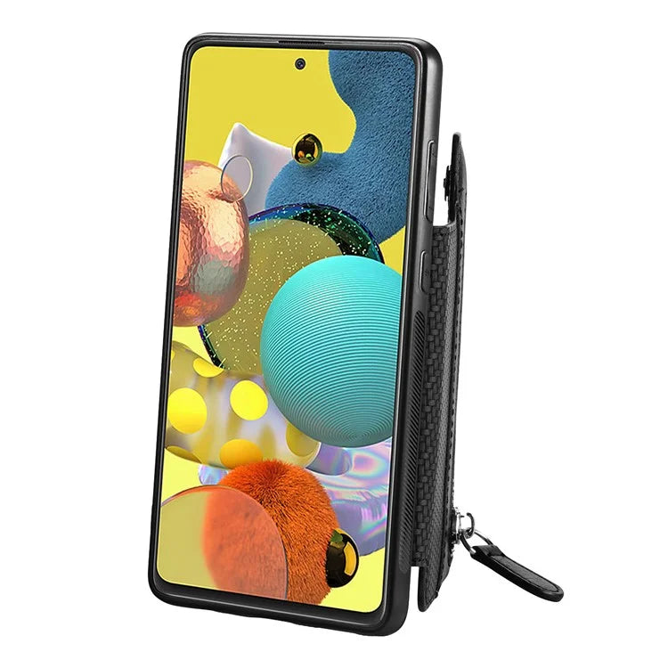 For Samsung Galaxy A51 5G SM-A516 Case Leather+PC+TPU Zipper Wallet Phone Shell
