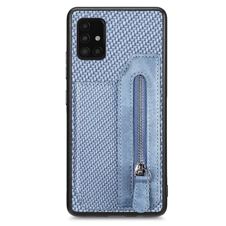 For Samsung Galaxy A51 5G SM-A516 Case Leather+PC+TPU Zipper Wallet Phone Shell