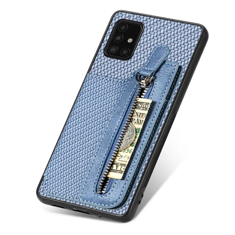 For Samsung Galaxy A51 5G SM-A516 Case Leather+PC+TPU Zipper Wallet Phone Shell