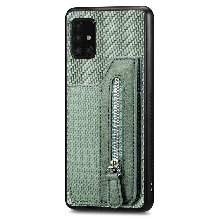For Samsung Galaxy A51 5G SM-A516 Case Leather+PC+TPU Zipper Wallet Phone Shell