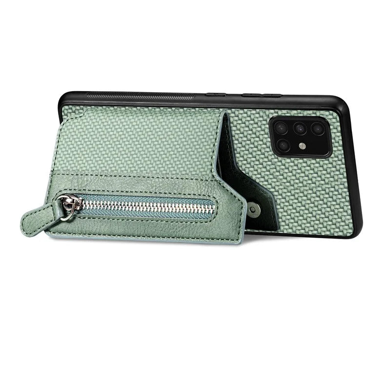 For Samsung Galaxy A51 5G SM-A516 Case Leather+PC+TPU Zipper Wallet Phone Shell