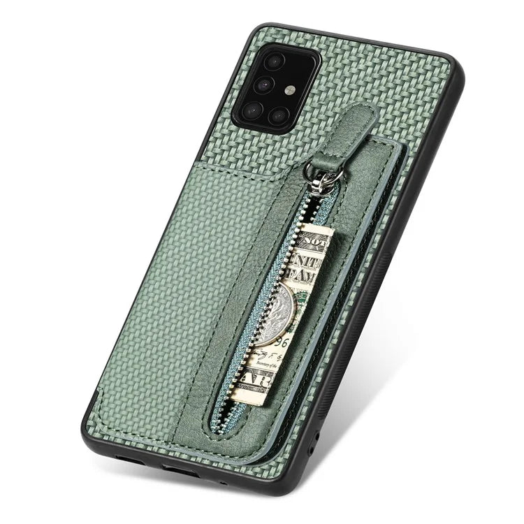 For Samsung Galaxy A51 5G SM-A516 Case Leather+PC+TPU Zipper Wallet Phone Shell