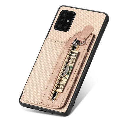 For Samsung Galaxy A51 5G SM-A516 Case Leather+PC+TPU Zipper Wallet Phone Shell