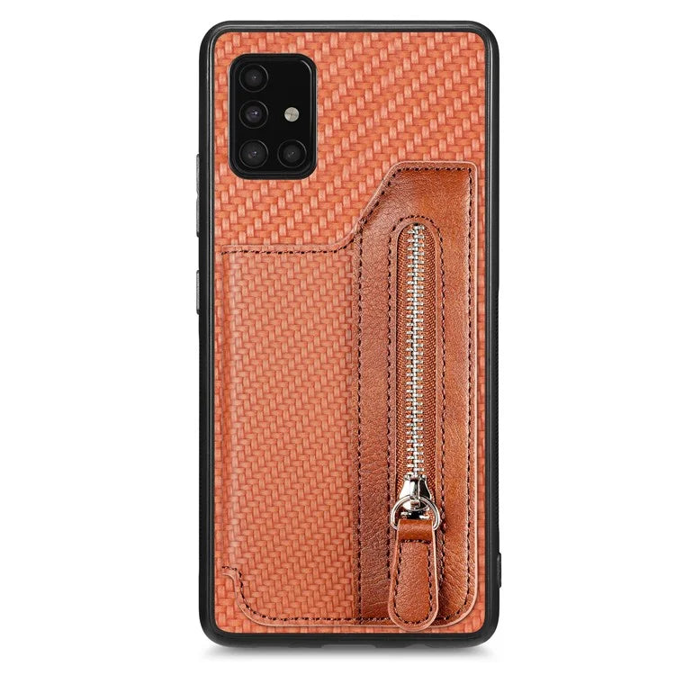 For Samsung Galaxy A51 5G SM-A516 Case Leather+PC+TPU Zipper Wallet Phone Shell