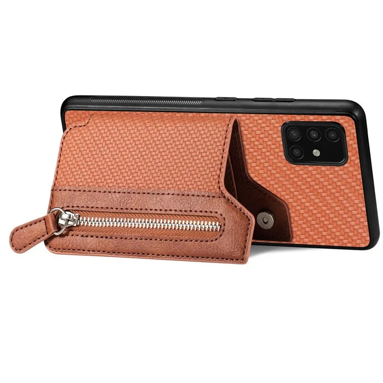 For Samsung Galaxy A51 5G SM-A516 Case Leather+PC+TPU Zipper Wallet Phone Shell