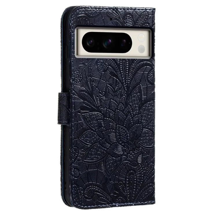 For Google Pixel 8 Pro Case Lace Flowers PU Leather Flip Wallet Phone Cover