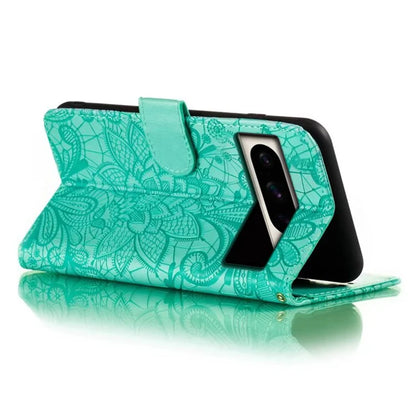 For Google Pixel 8 Pro Case Lace Flowers PU Leather Flip Wallet Phone Cover