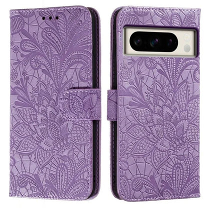 For Google Pixel 8 Pro Case Lace Flowers PU Leather Flip Wallet Phone Cover