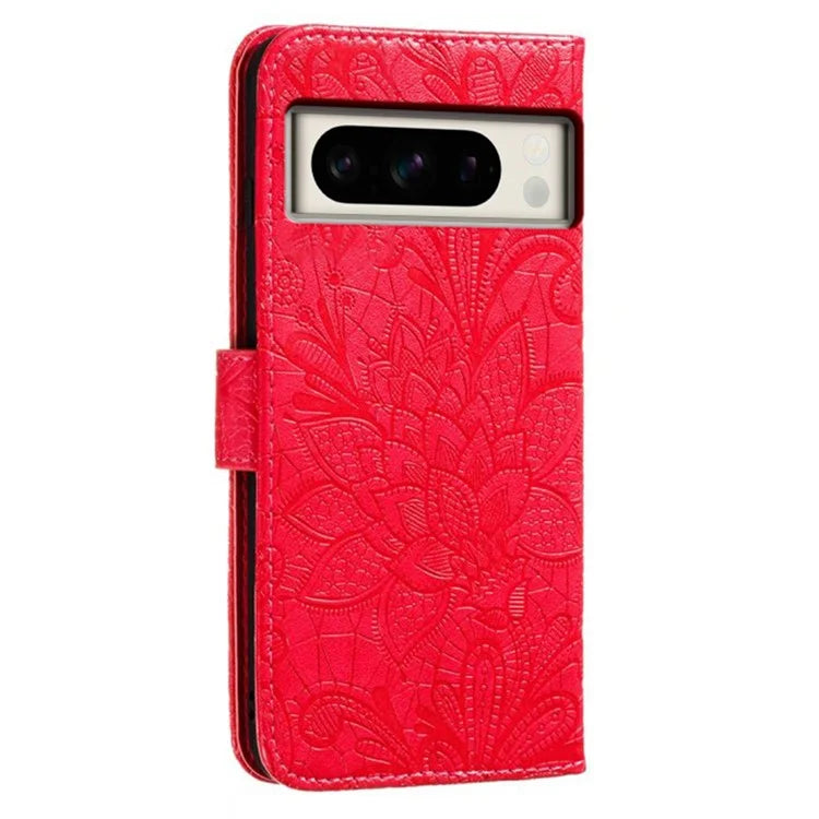For Google Pixel 8 Pro Case Lace Flowers PU Leather Flip Wallet Phone Cover