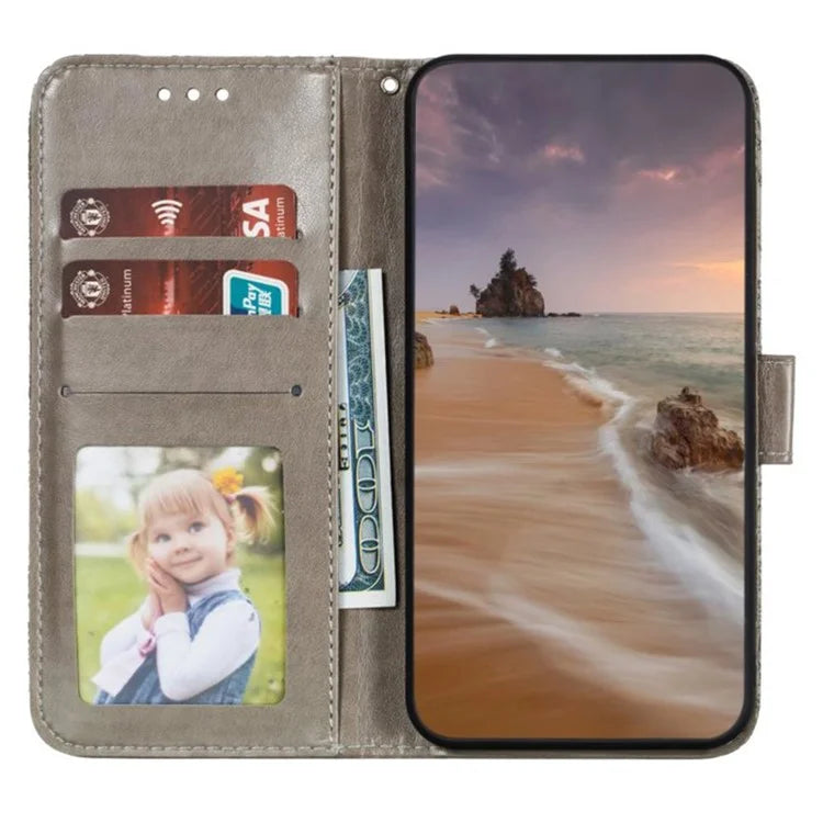 For Samsung Galaxy S23 FE Case Lace Flowers PU Leather Flip Wallet Phone Cover