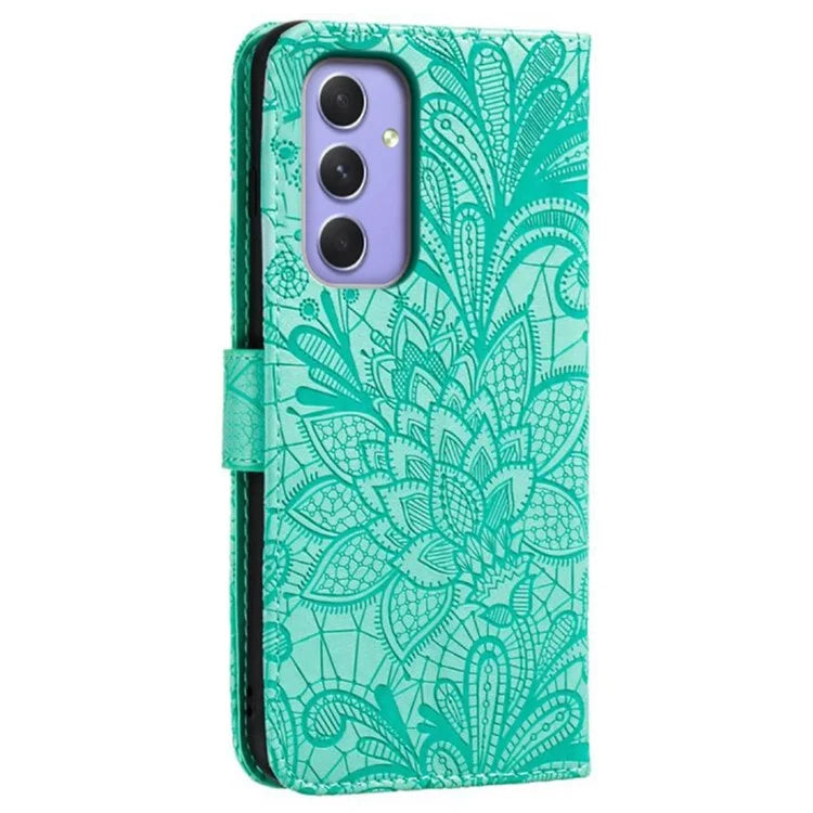 For Samsung Galaxy S24 Case Lace Flowers PU Leather Flip Wallet Phone Cover