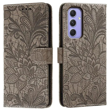 For Samsung Galaxy S24 Case Lace Flowers PU Leather Flip Wallet Phone Cover