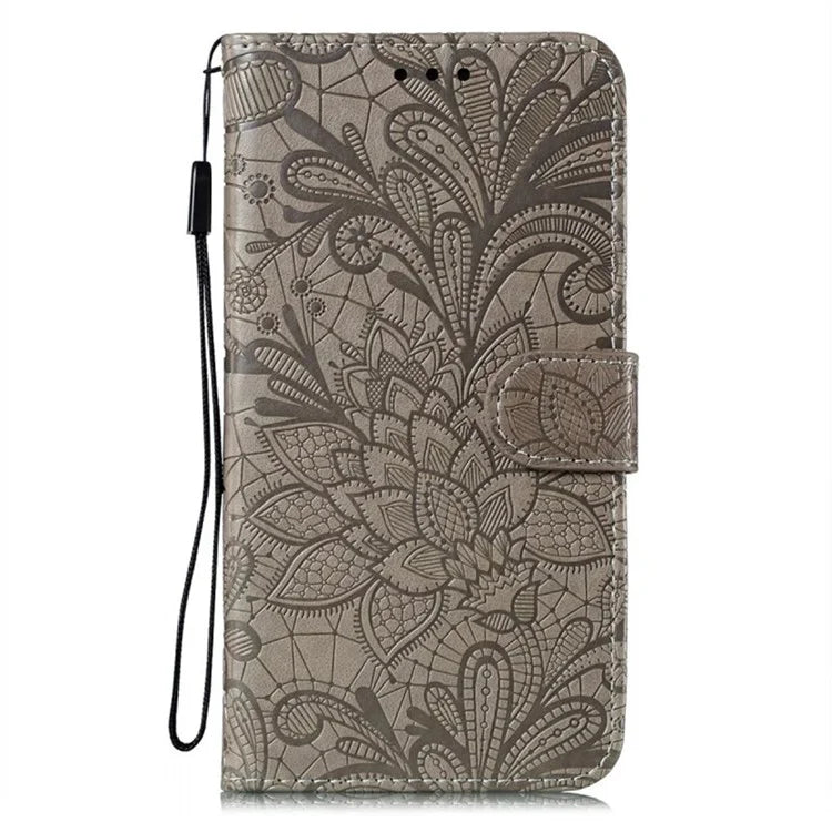 For Samsung Galaxy S24 Case Lace Flowers PU Leather Flip Wallet Phone Cover