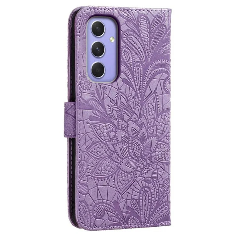 For Samsung Galaxy A05s 4G Case Lace Flowers PU Leather Flip Wallet Phone Cover