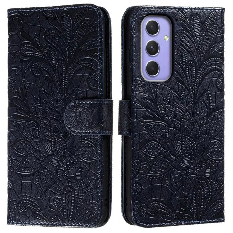 For Samsung Galaxy A35 5G Case Lace Flowers PU Leather Flip Wallet Phone Cover