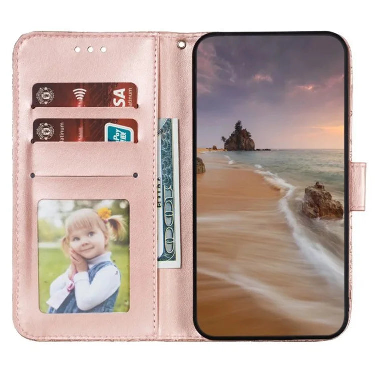 For Samsung Galaxy A55 5G Case Lace Flowers PU Leather Flip Wallet Phone Cover