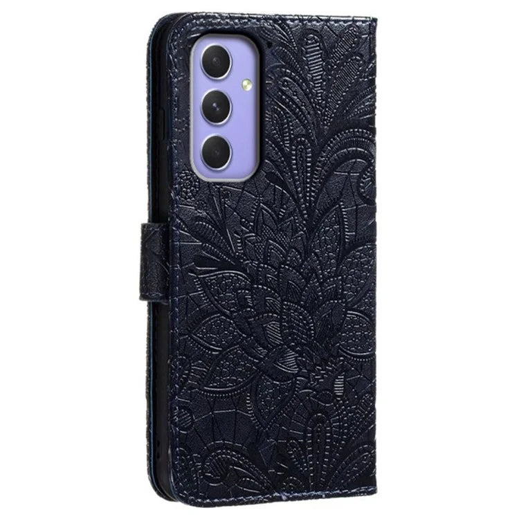 For Samsung Galaxy A55 5G Case Lace Flowers PU Leather Flip Wallet Phone Cover