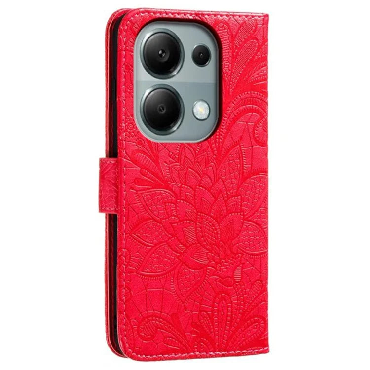 For Xiaomi Redmi Note 13 Pro 4G  /  Poco M6 Pro 4G Case Lace Flowers PU Leather Flip Wallet Phone Cover