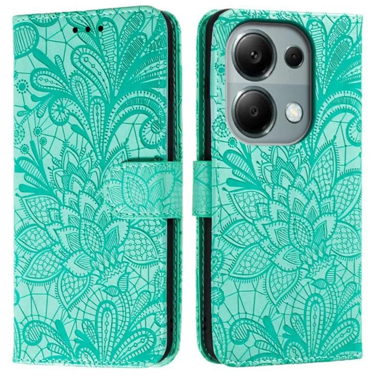 For Xiaomi Redmi Note 13 Pro 4G  /  Poco M6 Pro 4G Case Lace Flowers PU Leather Flip Wallet Phone Cover
