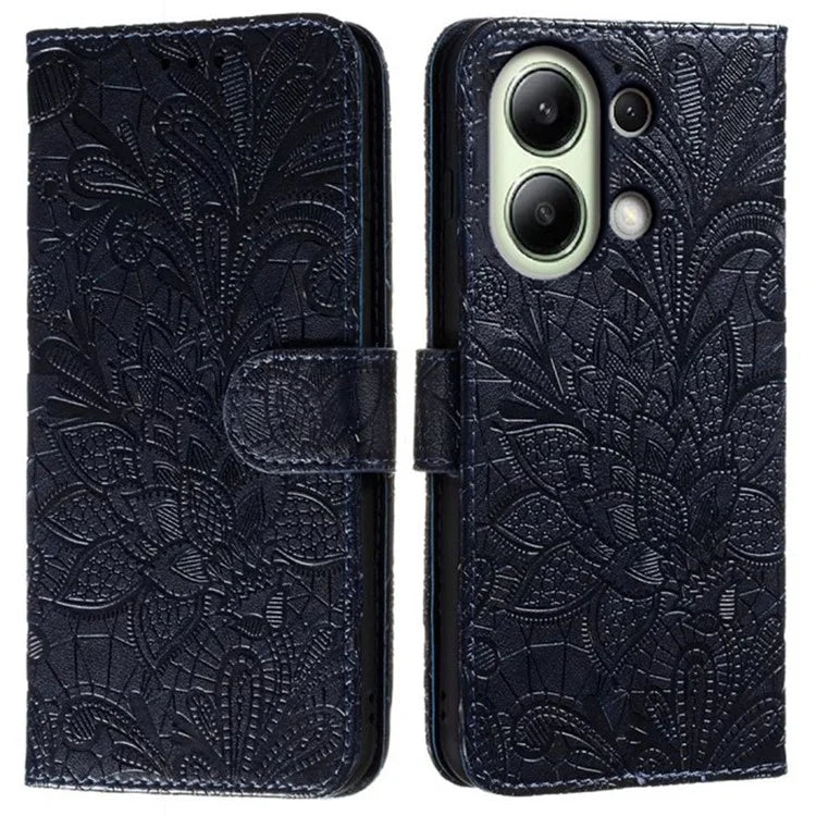 For Xiaomi Redmi Note 13 4G Case Lace Flowers PU Leather Flip Wallet Phone Cover
