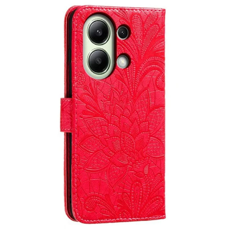 For Xiaomi Redmi Note 13 4G Case Lace Flowers PU Leather Flip Wallet Phone Cover