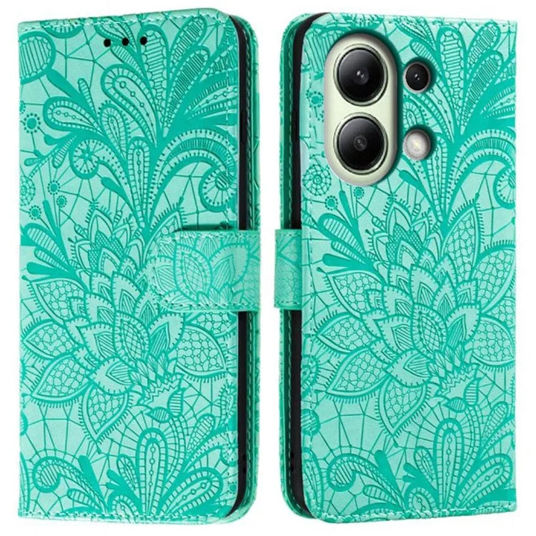 For Xiaomi Redmi Note 13 4G Case Lace Flowers PU Leather Flip Wallet Phone Cover