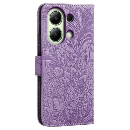For Xiaomi Redmi Note 13 4G Case Lace Flowers PU Leather Flip Wallet Phone Cover