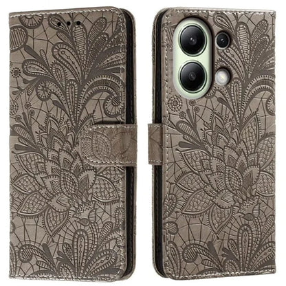 For Xiaomi Redmi Note 13 4G Case Lace Flowers PU Leather Flip Wallet Phone Cover
