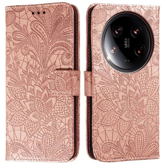 For Xiaomi 14 Ultra Case Lace Flowers PU Leather Flip Wallet Phone Cover