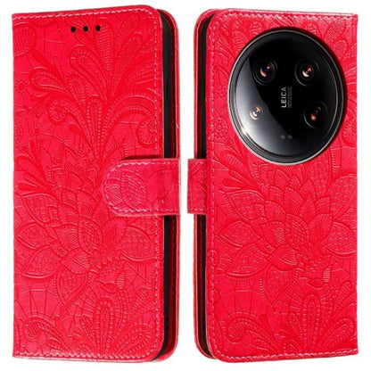 For Xiaomi 14 Ultra Case Lace Flowers PU Leather Flip Wallet Phone Cover