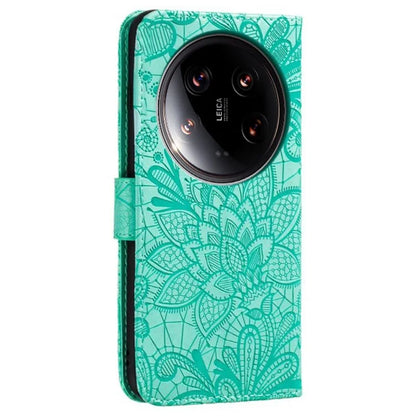 For Xiaomi 14 Ultra Case Lace Flowers PU Leather Flip Wallet Phone Cover