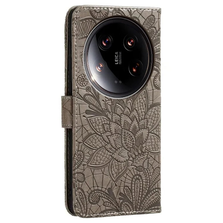 For Xiaomi 14 Ultra Case Lace Flowers PU Leather Flip Wallet Phone Cover