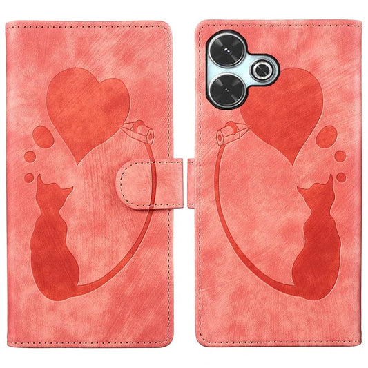 For Xiaomi Redmi 13 4G / 13 5G Case Heart Cat Folding Stand PU Leather Phone Cover