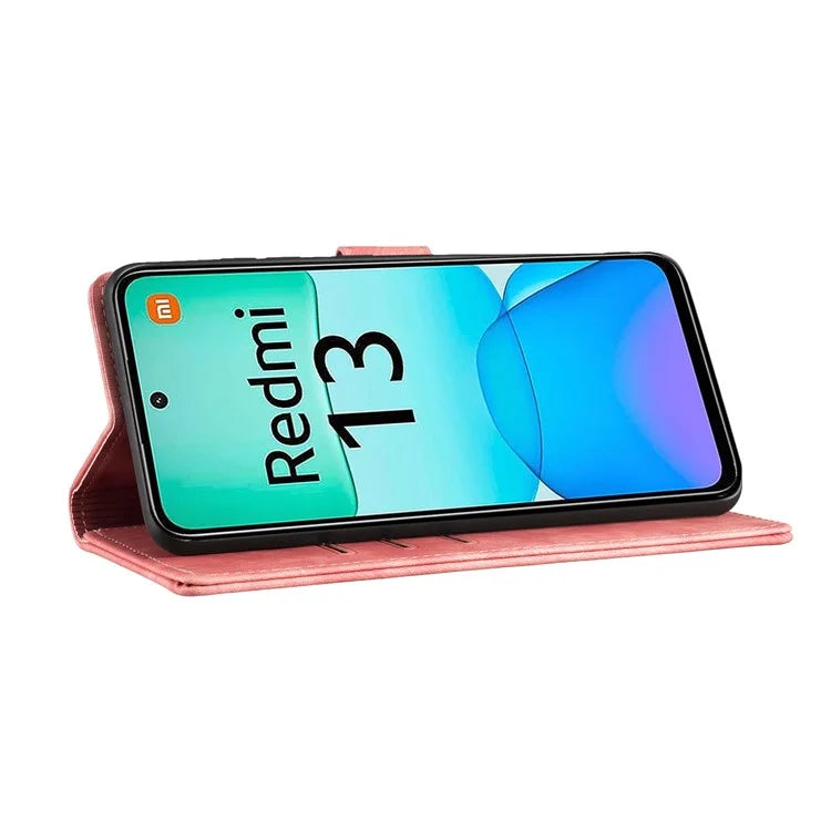 For Xiaomi Redmi 13 4G / 13 5G Case Heart Cat Folding Stand PU Leather Phone Cover