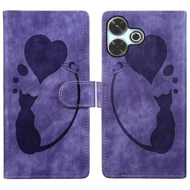 For Xiaomi Redmi 13 4G / 13 5G Case Heart Cat Folding Stand PU Leather Phone Cover