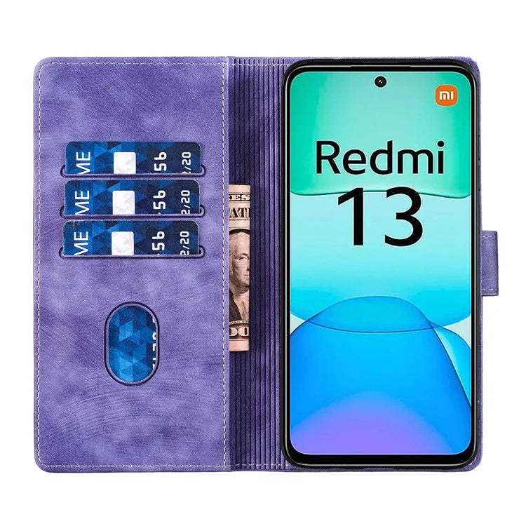 For Xiaomi Redmi 13 4G / 13 5G Case Heart Cat Folding Stand PU Leather Phone Cover
