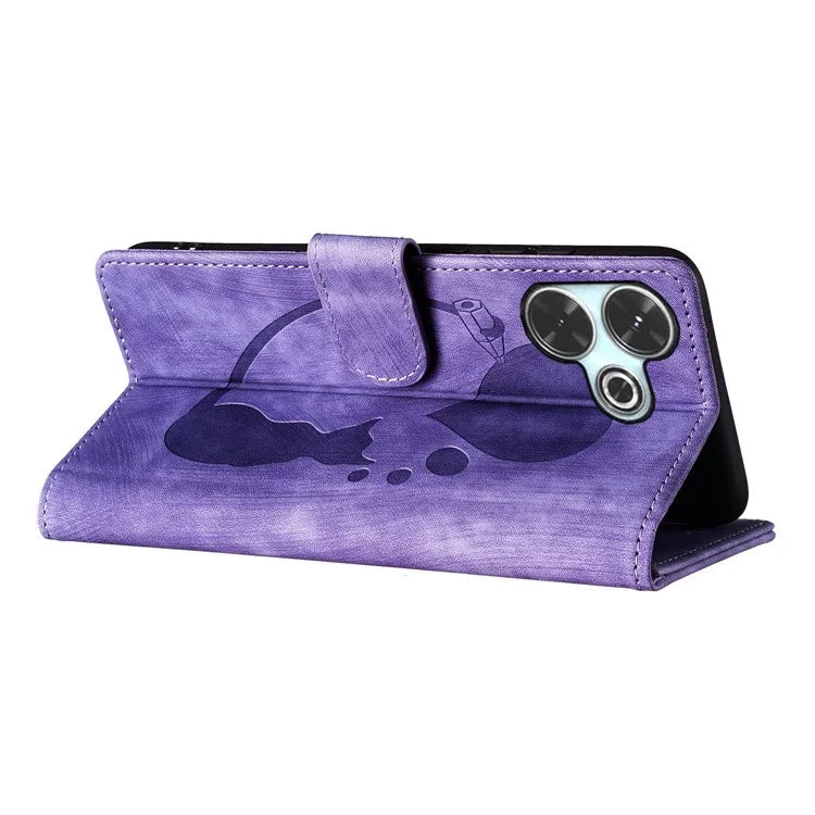 For Xiaomi Redmi 13 4G / 13 5G Case Heart Cat Folding Stand PU Leather Phone Cover