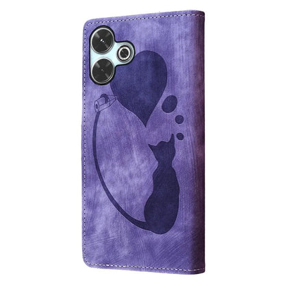 For Xiaomi Redmi 13 4G / 13 5G Case Heart Cat Folding Stand PU Leather Phone Cover