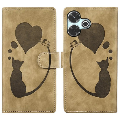 For Xiaomi Redmi 13 4G / 13 5G Case Heart Cat Folding Stand PU Leather Phone Cover
